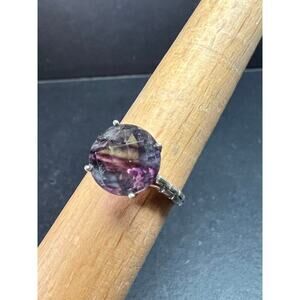 Vintage Sterling Silver Rainbow Fluorite Ring Size 9